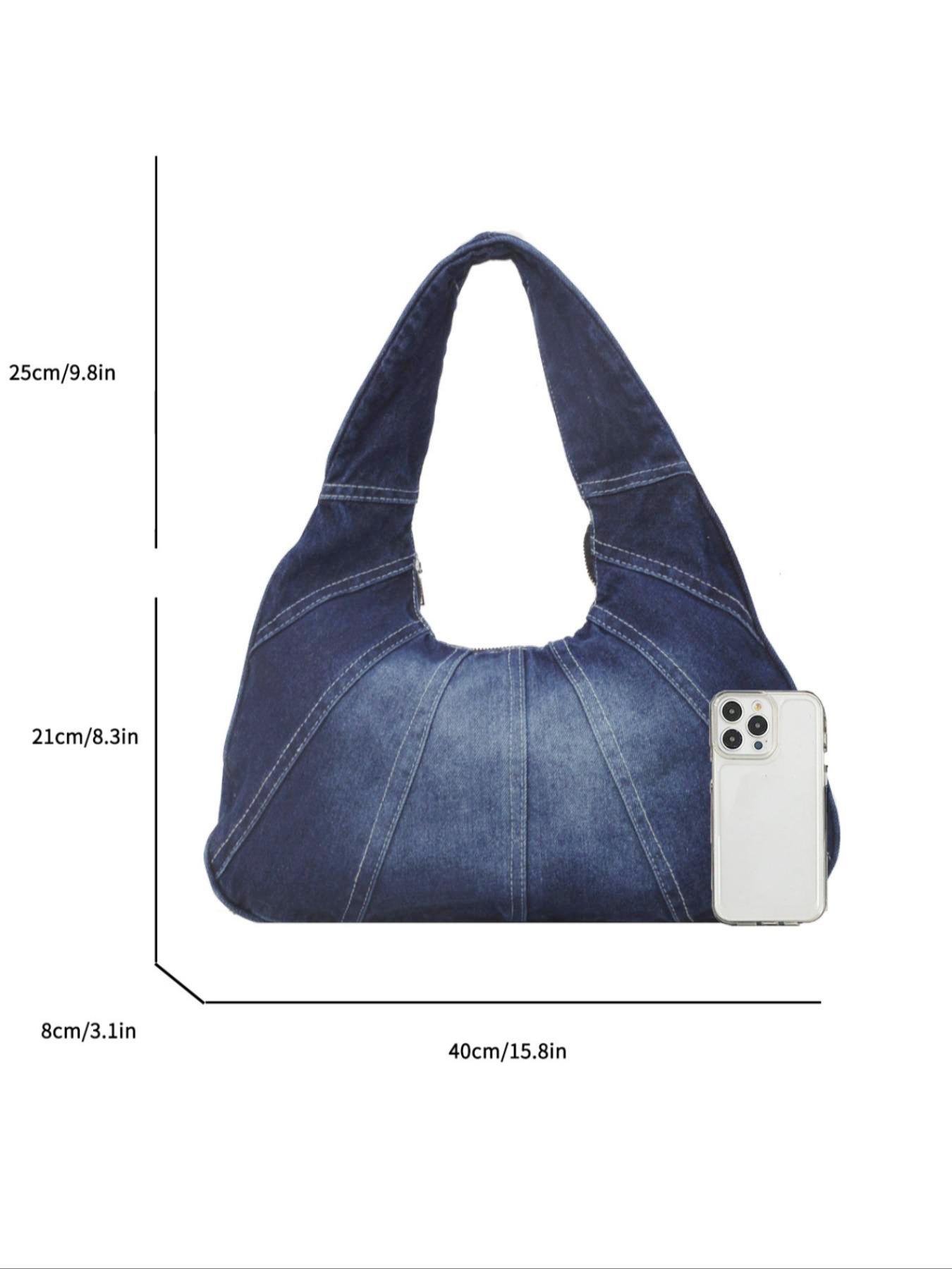 Women's Fashionable Denim Shoulder Bag, Shoulder Purse, 2025 New Style Casual Versatile Zipper Slouch Bag for Daily Used As Gifts, Trendy All-match Purse Bag for Commute, Work, Travel, Gifts for Her, Denim Crossbody Bags