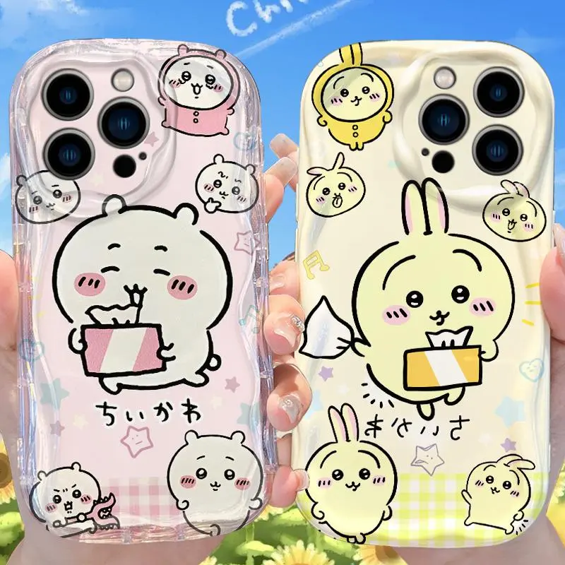 Japanese Manga C-Chiikawas Hachiware Silicone Shockproof Soft Case for iPhone 17 Air, 16 E, 15, 14 Plus, 13, 12 Mini, 11 Pro Max - Custom Cover for Smartphone, Cellphone, Handheld Devices