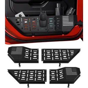 Front Door Storage Box for Jeep Wrangler JL JLU 4XE (2018-2025) & Gladiator JT (2020-2025) Accessories, 2PCS Metal Door Pockets Organizer Fits Manual Seats (Black)