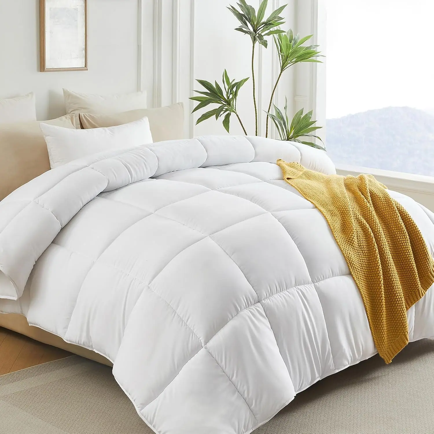 Down Alternative King Duvet Insert,White, 106x90IN |   All Season Warm Bedding Comforter, Box Stitching, Soft and Breathable,, Machine Washable