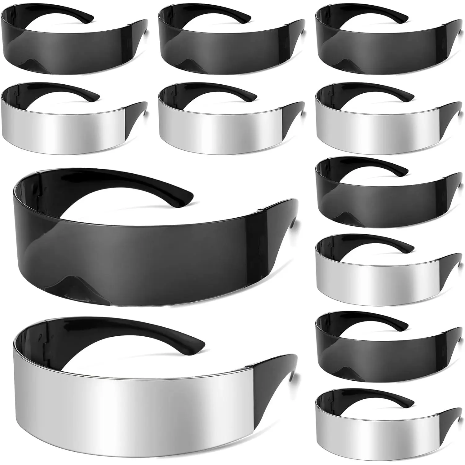 12 Pairs Stylish Futuristic Cyber Visor Sunglasses, Shield Accessories for Costume Cosplay (Festive & Party Supplies)