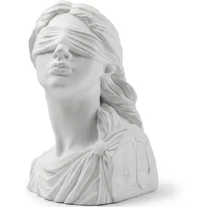 4.7 Inch Mini Lady Justice Themis Bust Sculpture with Blindfold and Scales, White Plaster Greek Goddess Figurine for Lawyer Office Desk Decor, Law School Graduation Gift Bookshelf Home Decor