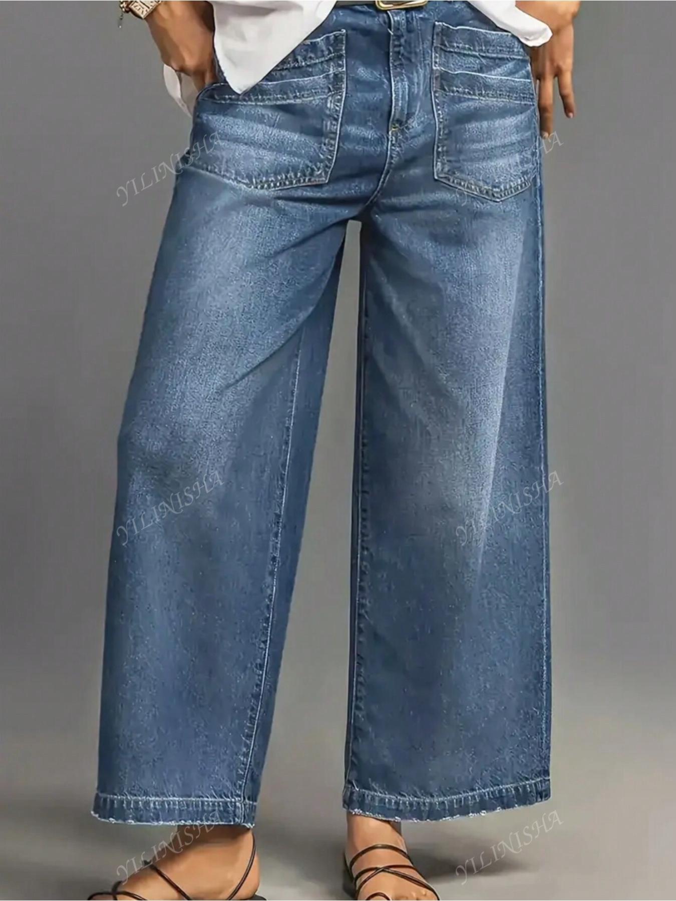 Women's personalized, comfortable, versatile, trendy and fashionable straight-leg denim trousers Women's personalized, comfortable, versatile, trendy and fashionable straight-leg denim trousers