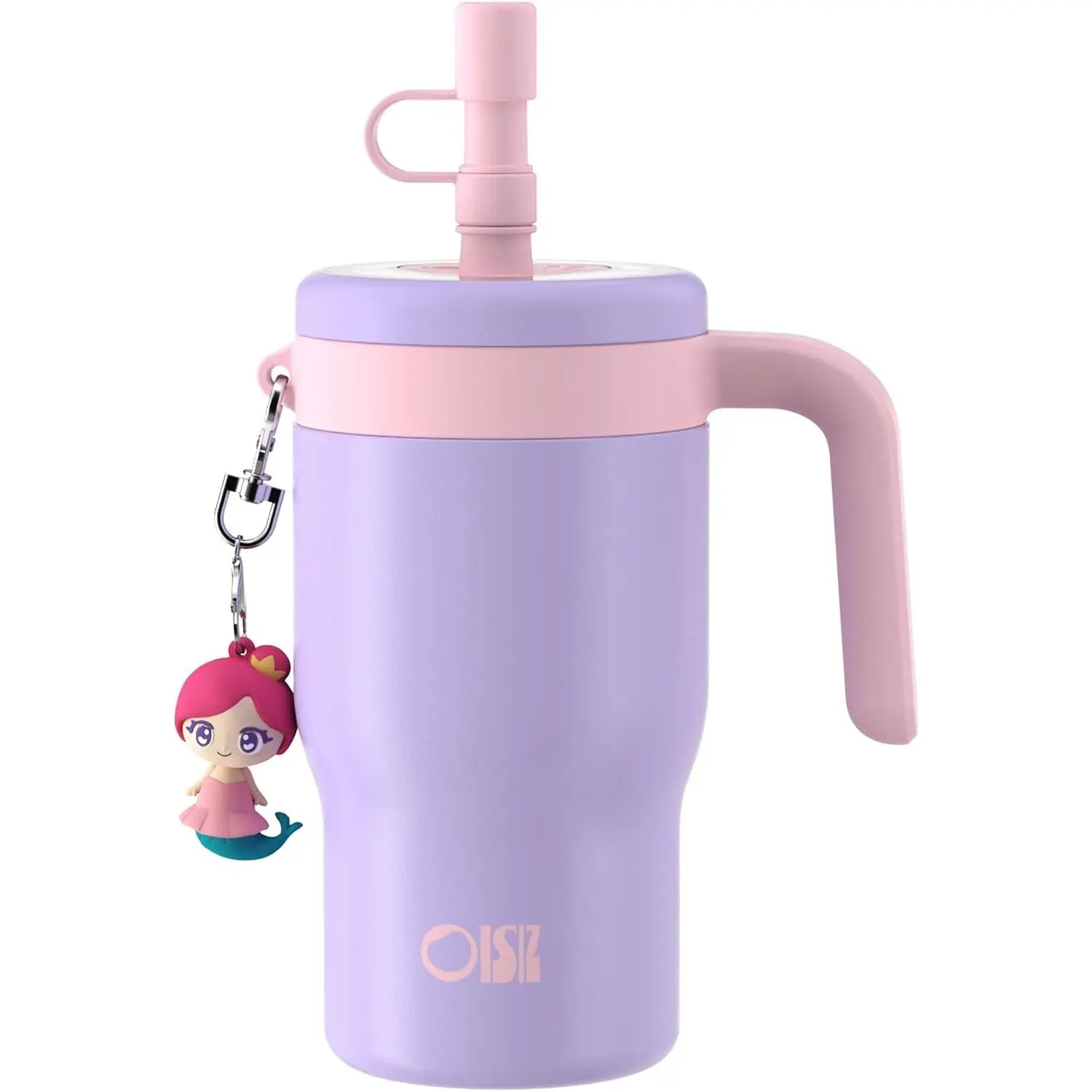 14oz Kids Tumbler with Straw Lid & Handle, Kids Cup with Animal Accessory for School, Kids Water Bottles with Dust-proof Cover, Leakproof Water Bottles, 316 Stainless Steel, Keep Cold 24 Hours-purpleGift