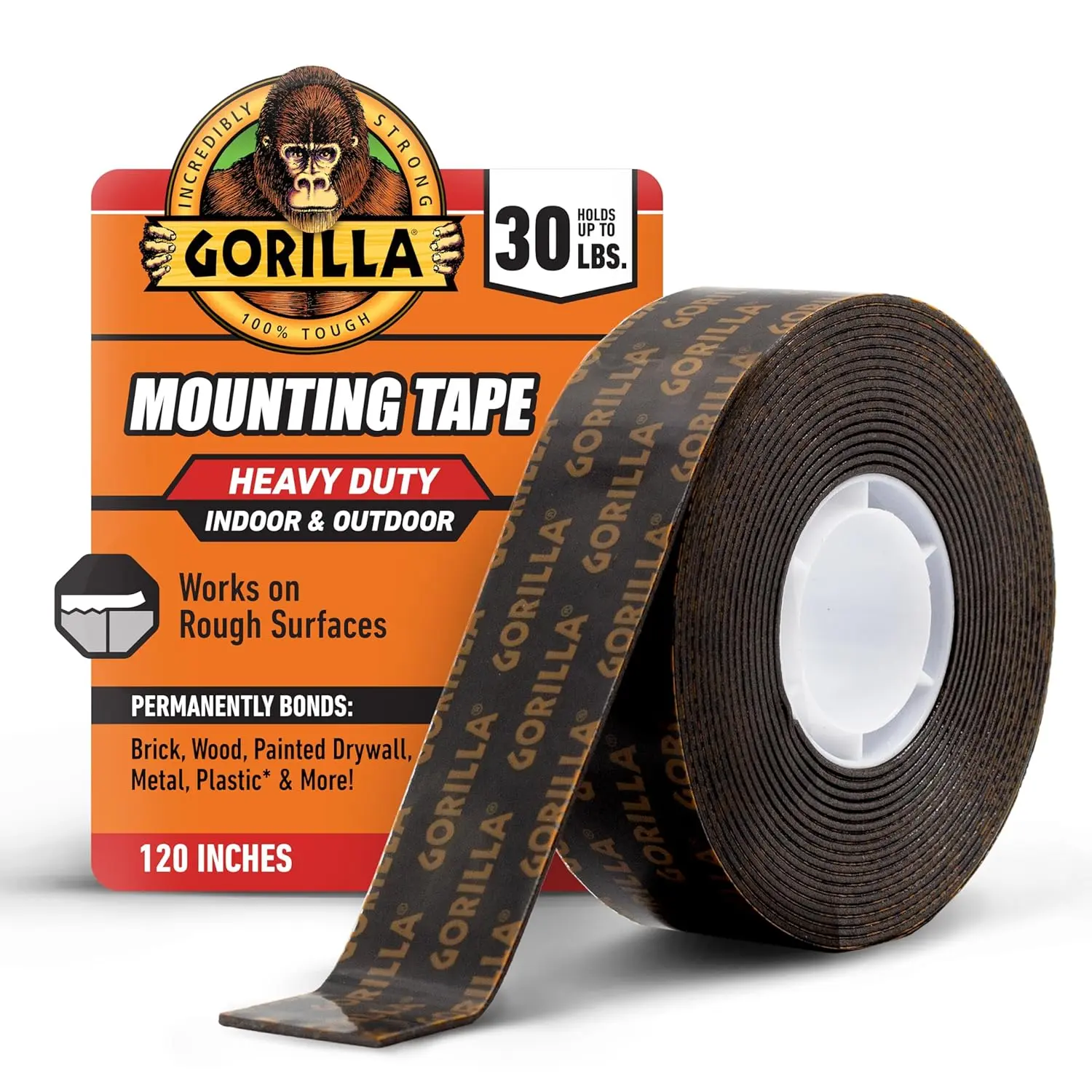 Duty Sided Mounting Tape, 1" x 120" (Pack of 1) Holds up to 30lbs, Industrial Strength for Homework Stations, Classroom & Projects, Indoor &