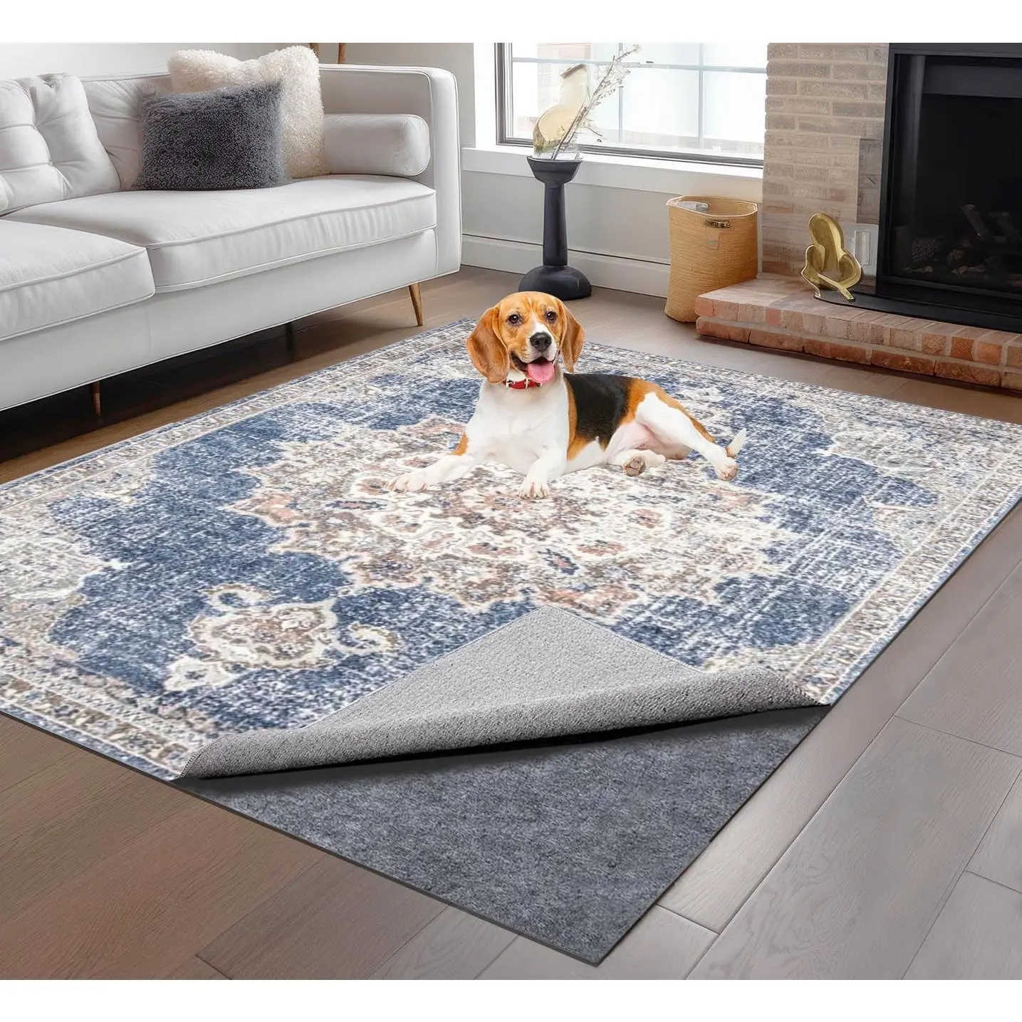 8 x 10 ft Non-Slip Waterproof Rug Pad, Extra Large Non Skid Rug Pad for All Floors and Finishes, Durable Protective Felt for Hardwood Floors Keeps Rugs in Place Safe and Secure