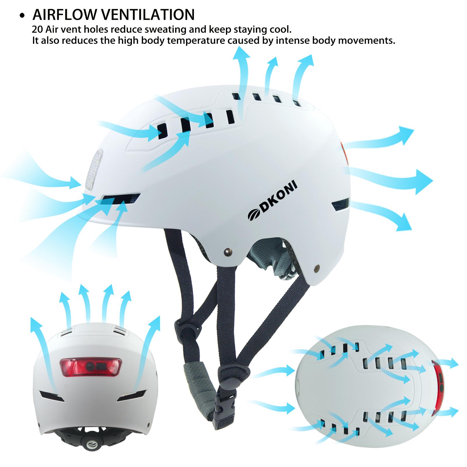 EBike Helmet with USB Rechargeable LED Lights - Adult Bicycle Commuter Helmet with Front & Back Safety Light
