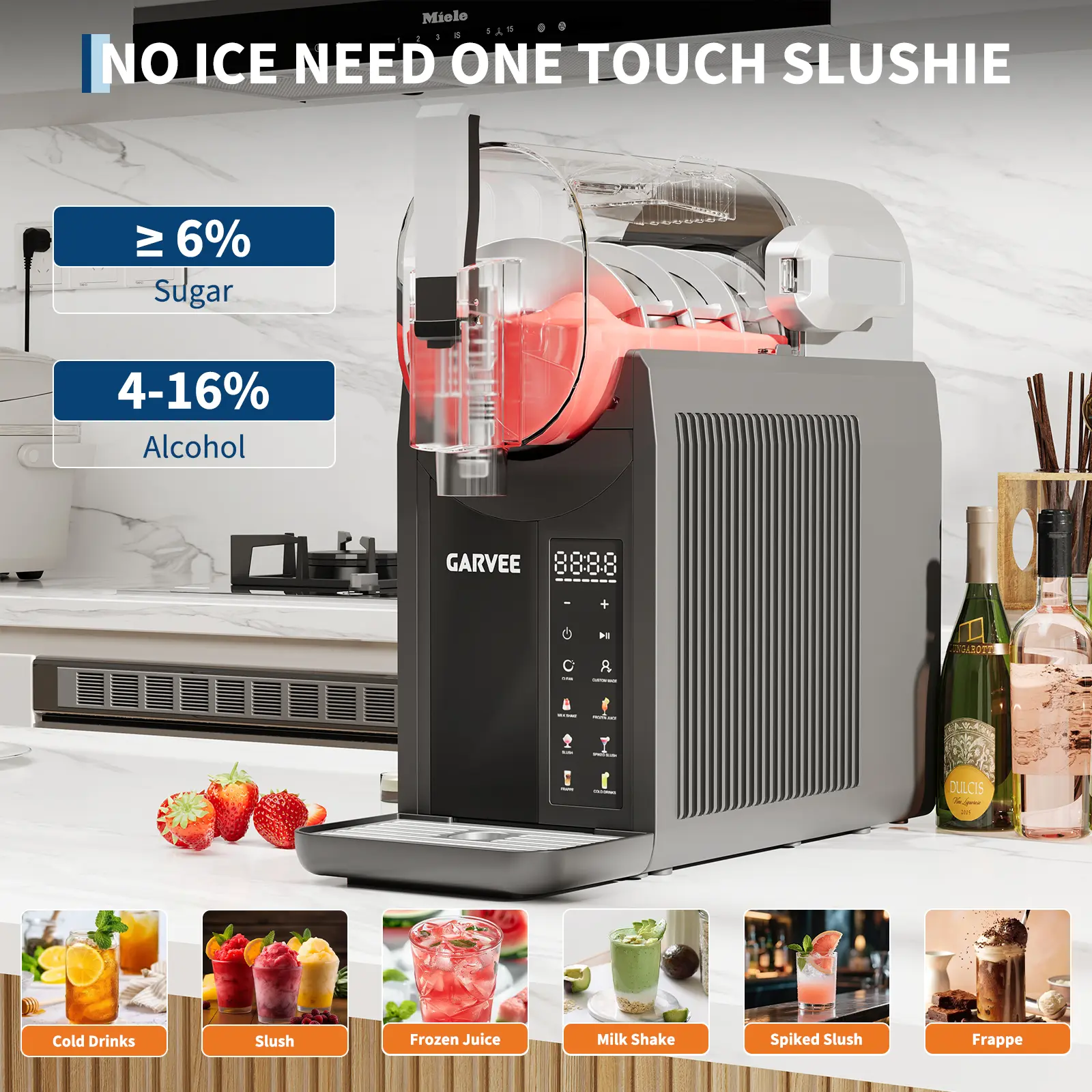 6-in-1 Commercial Slushie & Frozen Drink Machine – 2L/0.5 Gallon Stainless Steel Countertop Margarita Maker with Auto-Clean & LED Display – Makes Slush, Ice Cream, Cocktails, Milkshakes, Smoothies