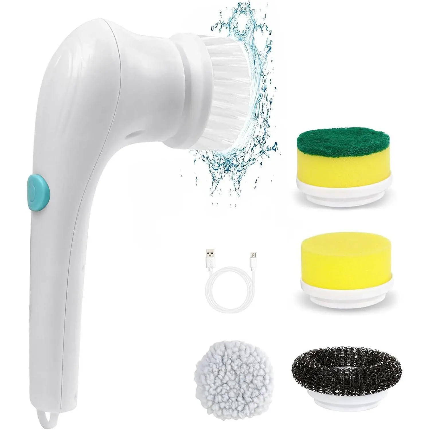 Mini Wireless Electric Brush, Cordless Cleaning Brush, Multi-Function Cleaner with 4 Replaceable Heads, Ideal for Kitchen, Sink, Shower, Floor, Car Cleaning