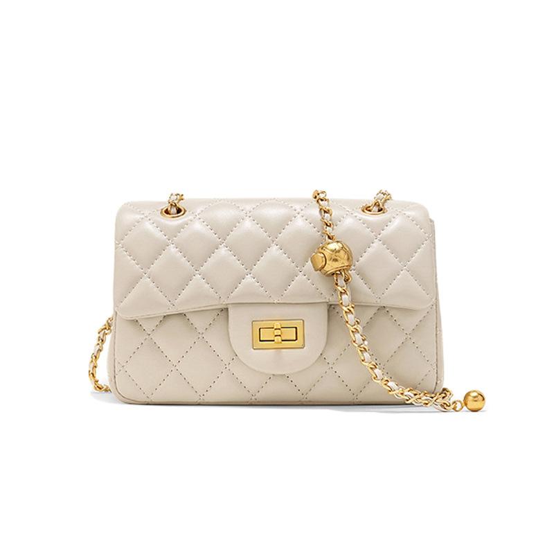 2026 Diamond Pattern Chain Women's Bag Sheepskin Genuine Leather Shoulder Crossbody Bag New Spring Model Versatile Light Luxury