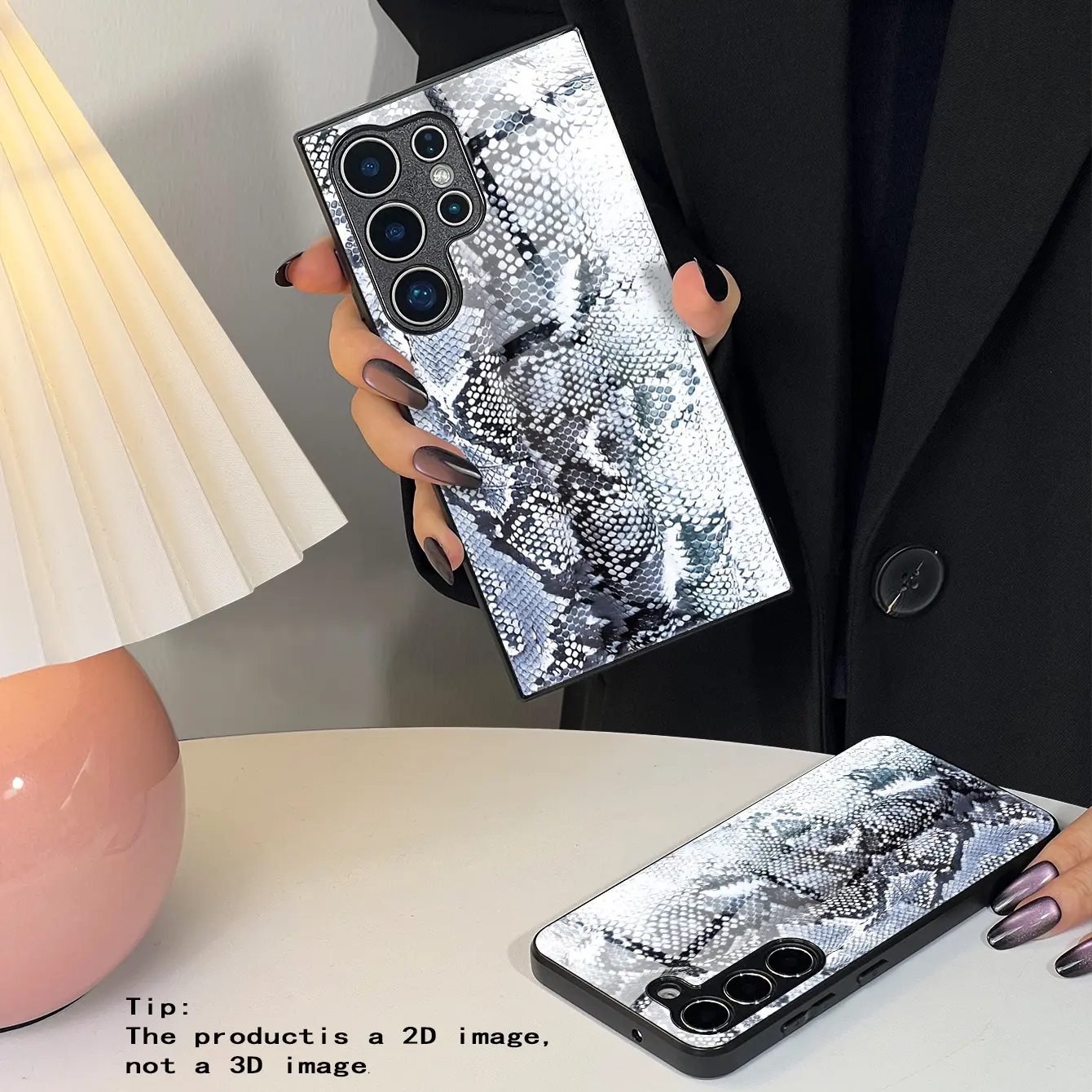 1pc Glossy HD Glass Phone Case - 2D Black And White Snake Pattern Casing, Shockproof Cover for Galaxy S26 S25 S24 S23 S22Pro S21 S20 Fe Plus Ultra Pro A56 A55 A54 A53 A52 A51 A36 A35 A34 A32 A26 A25 A24 A23 A16 A15 A14 A06 A05 A03s with Drop Protection