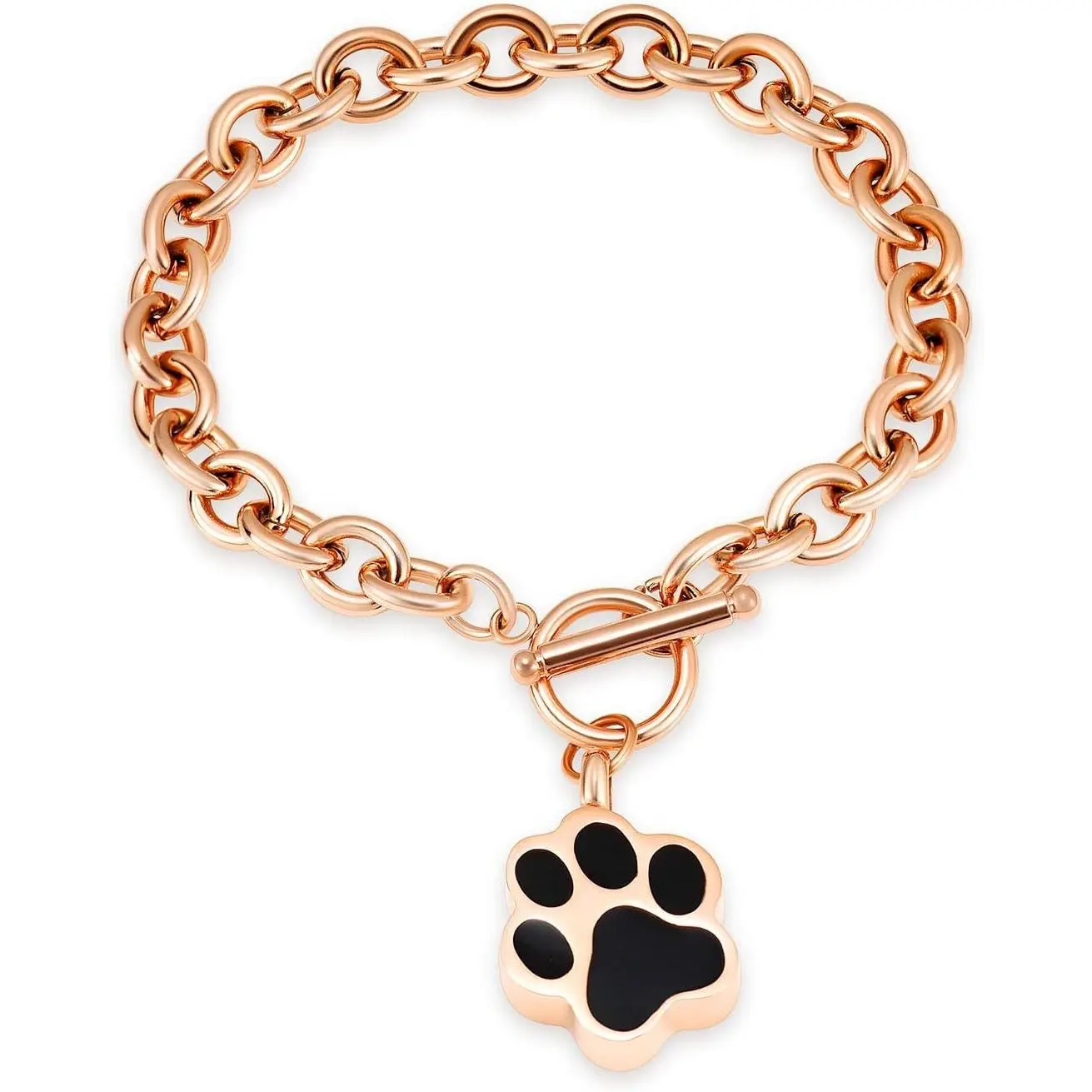 Dog Paw Print Cremation Jewelry for Ashes Memorial Urn Bangle for Pet Stainless Steel Urn Bracelet Ashes Holder