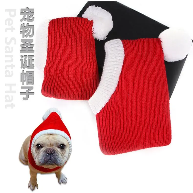 2pc Pet Halloween Knit Hat Funny  Christmas New Year Holiday Costume