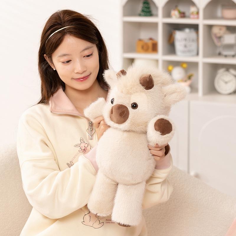 Wholesale Cuddly Plush Toys Cattle High Quality Fluffy Sitting Pose Doll Warm Cozy Children Companion Xmas Gift Home Decor Gift