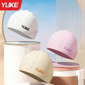 YUKE Silicone Swimming Cap for Men and Women, Extra Large for Long Hair, Waterproof with Anti-Slip Particle Design, Swimming Gear, Solid Colors: White, Black, Purple, Pink, Multiple Colors Available