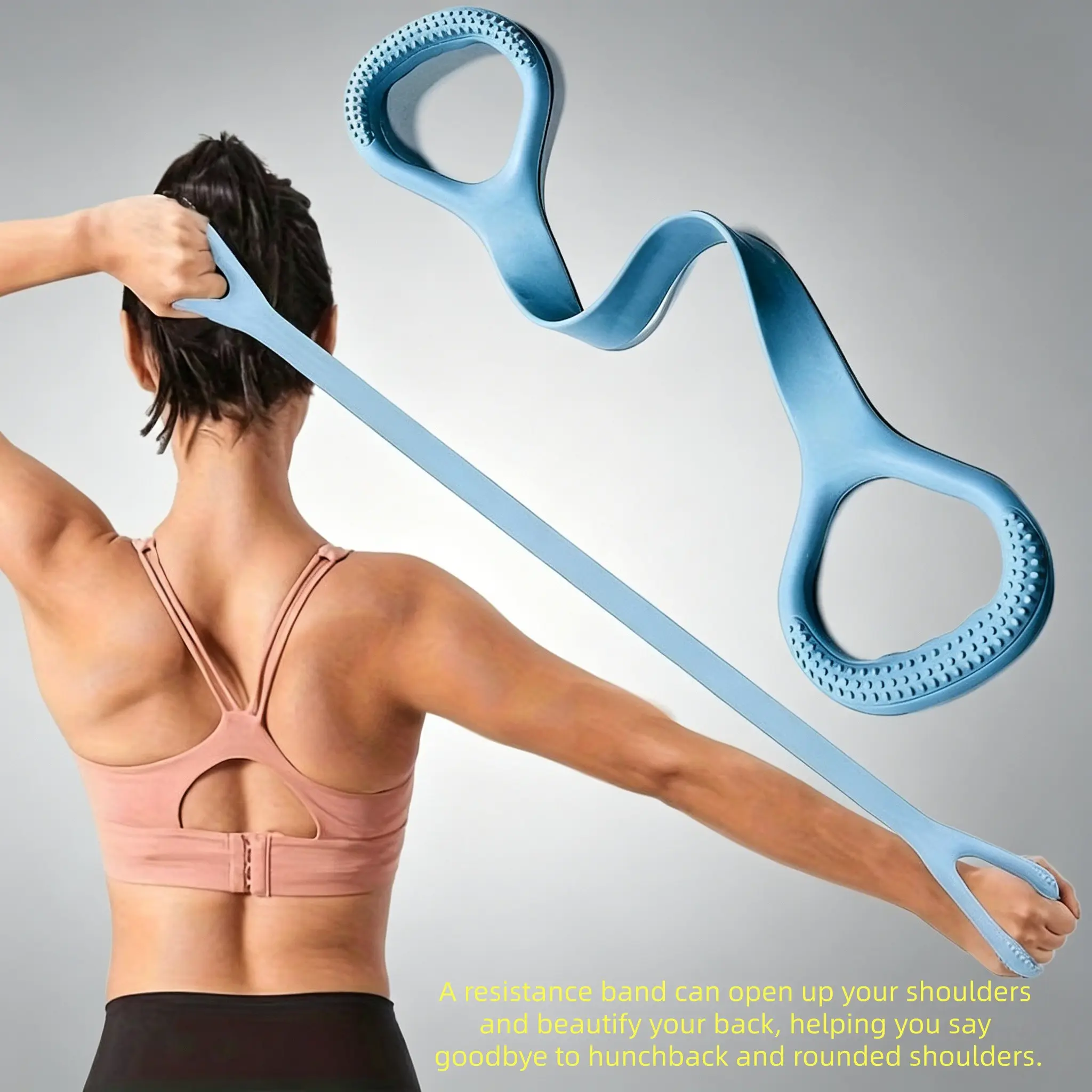 8-Shape Resistance Band, Home Fitness Yoga Strap, Elastic Training Band, Anti-Slip Shoulder Abdominal Workout, Back Stretch, Posture Correction, Muscle Training, Exercise Bands