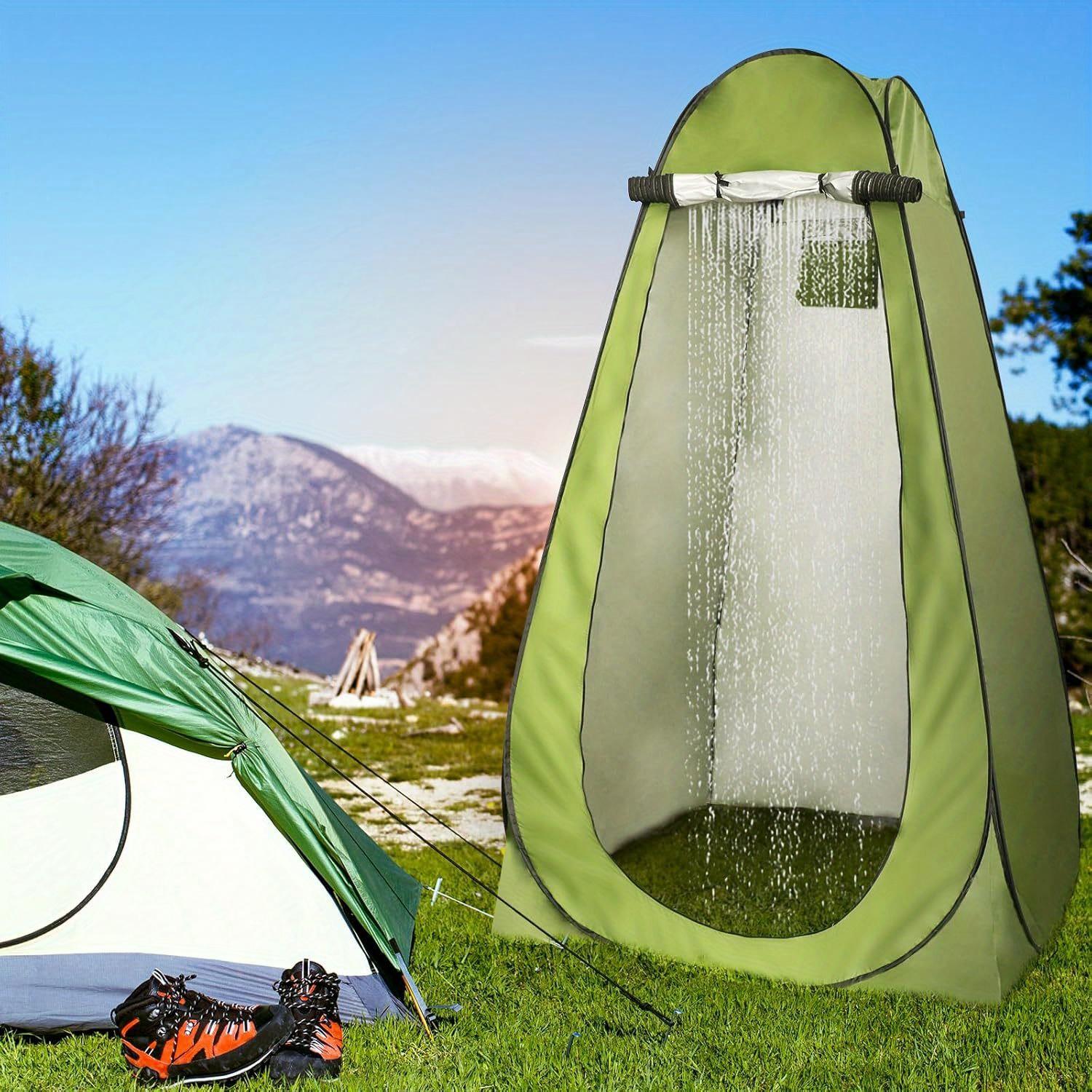 Pop-up privacy tent, extra-large portable model, suitable for RV camping trips, portable instant-open camping tent with storage bag, oval tent suitable for camping, travel, home, beach, green zipper closure, dual-use for indoor and outdoor
