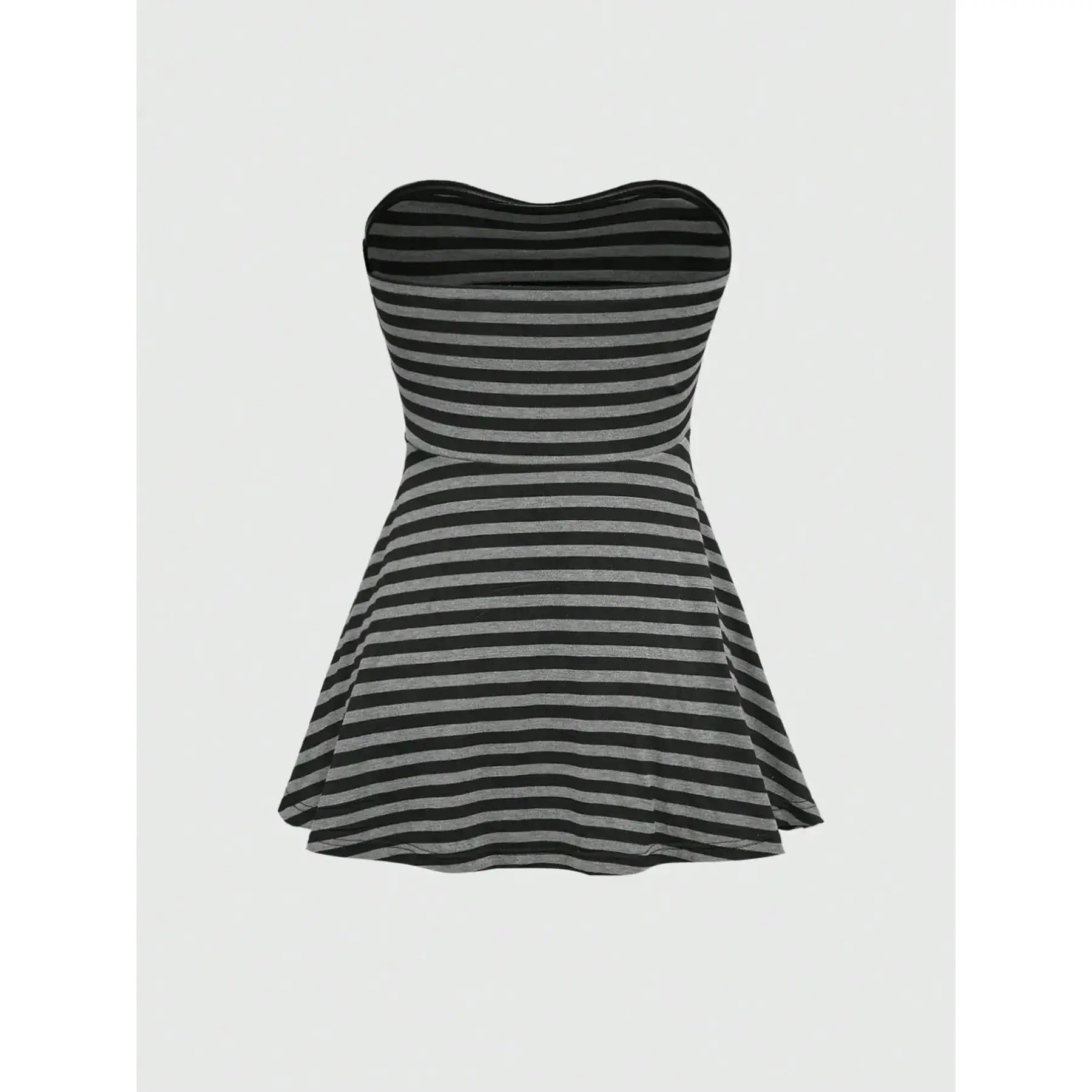 Women's Strapless Bandeau Tank, Striped Babydoll Blouse with Ruched Detail and Draped Cut for Casual, Party, Beach Wear, Clothes, Sleeveless, Casual Wear, Tops