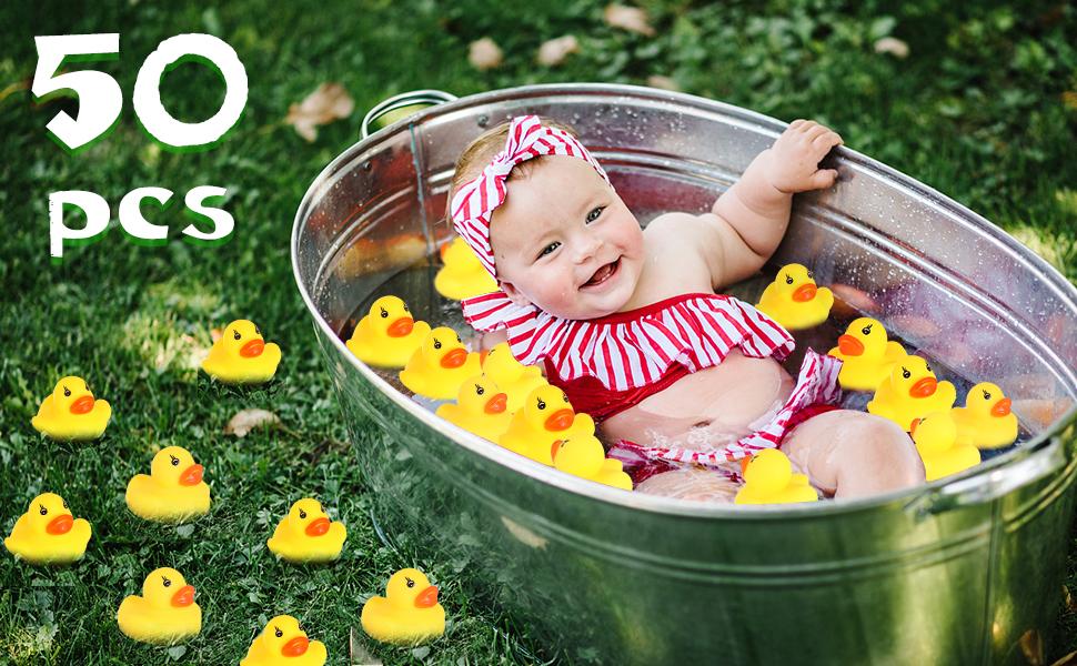 Rubber Duck 50 Pack Mini Rubber Ducky Float Ducks Baby Bath Toy, Great for Jeep Ducking, Shower, Birthday Party, Carnival Game Gift(1.6"x 1.5" x 1.2")
