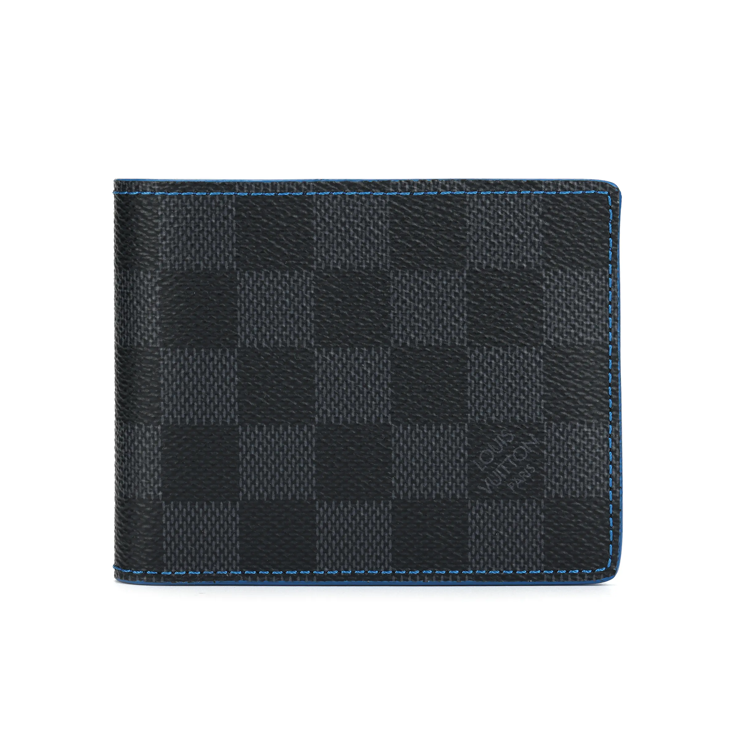Louis Vuitton Men's Wallet - Damier Graphite Checkered Canvas, Leather, Electric Blue & Charcoal, Fabric-Lined, Logo, Combination, Fashion Men's Wallet, Fabric-Lined Men's Wallets, Logo Men's Wallets