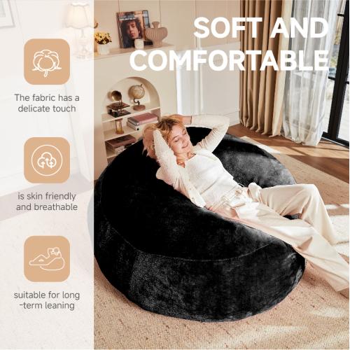 [Bellemave]4FT /5FT/6FT/ bean bag chair, memory foam filling, adult and teen bean bag chair, soft sofa with removable flannel cover, round sofa for living room, bedroom, college dorm