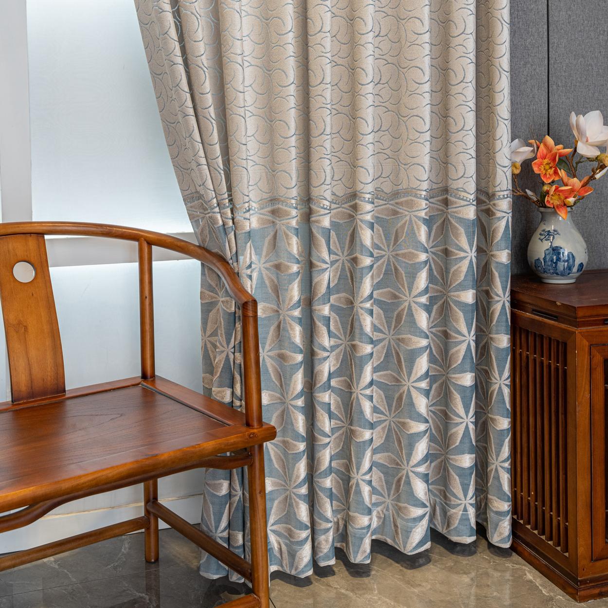 Geometric Pattern Window Curtain Panel, Easy Install Curtain, Modern Grommet Privacy Curtain for Living Room, Balcony, Bedroom and Restaurant, Home Decorative