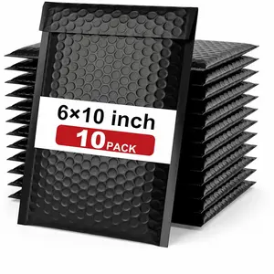 10PC Bubble Mailers 6x10 Inch, Black Self-Sealing Padded Shipping Envelopes, Waterproof Cushioned Mailers Bulk for Small Business, eCommerce, Packaging, Mailing & Shipping Supplies