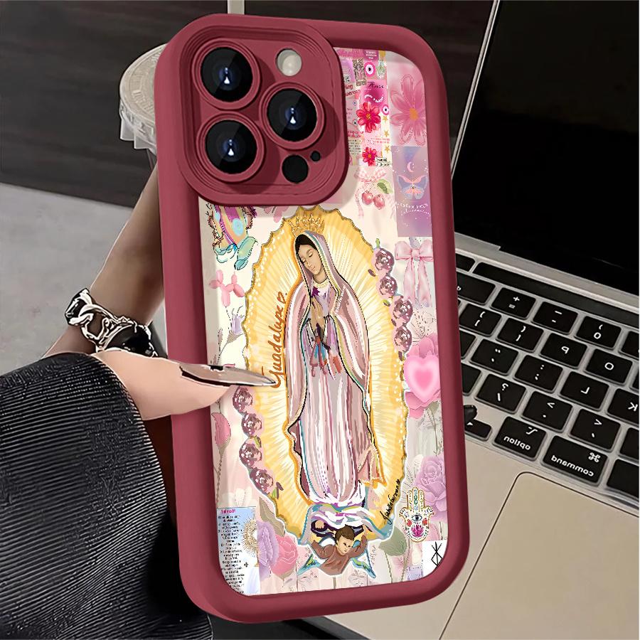 Phone Case: 1pc Religious Art Flower Pattern Phone Case Suitable for Apple iPhone 17 E Air Pro ProMax iPhone16 15 14 Plus 13 12 Mini 11 X XS XR Antidrop Phone Case Camera Protection Phone Case Light Luxury Style Elegant Can