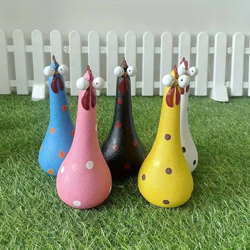Adorable Long Neck Rooster Statue, Creative Resin Garden Decor for Halloween Christmas Thanksgiving, Collectible Home Yard Sculpture Ornament, Animal Statue