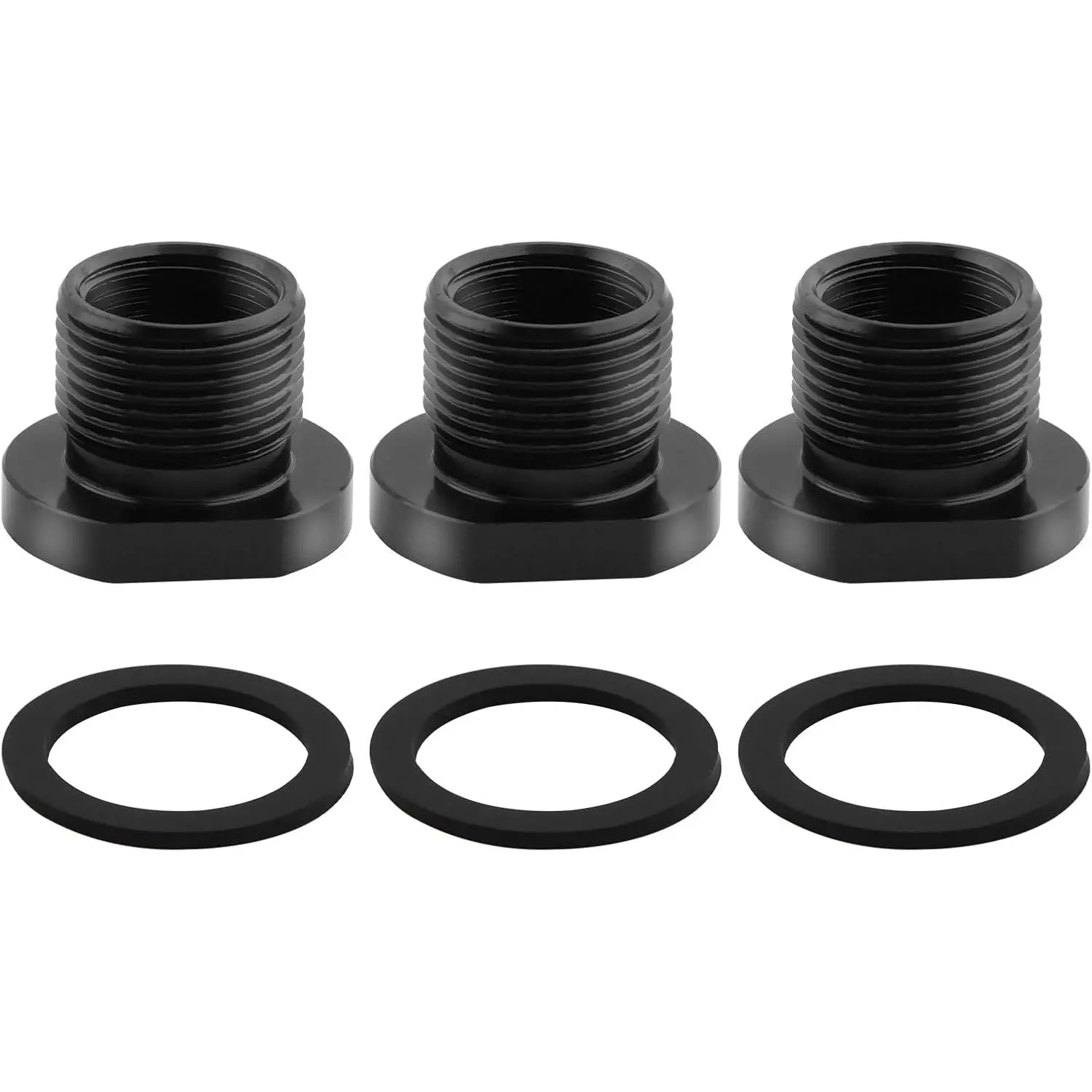 3Pcs Thread Adapters with Washers, 1/2x28 to 5/8x24 Thread Adapter Aluminium Alloy, 1/2-28 Thread Protector Black