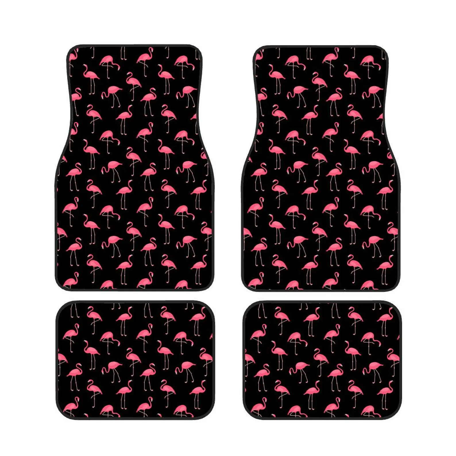 Pink flamingo car floor mat 4-piece set, women's beach car accessories, girly car accessories, ocean themed car decoration practical for all models