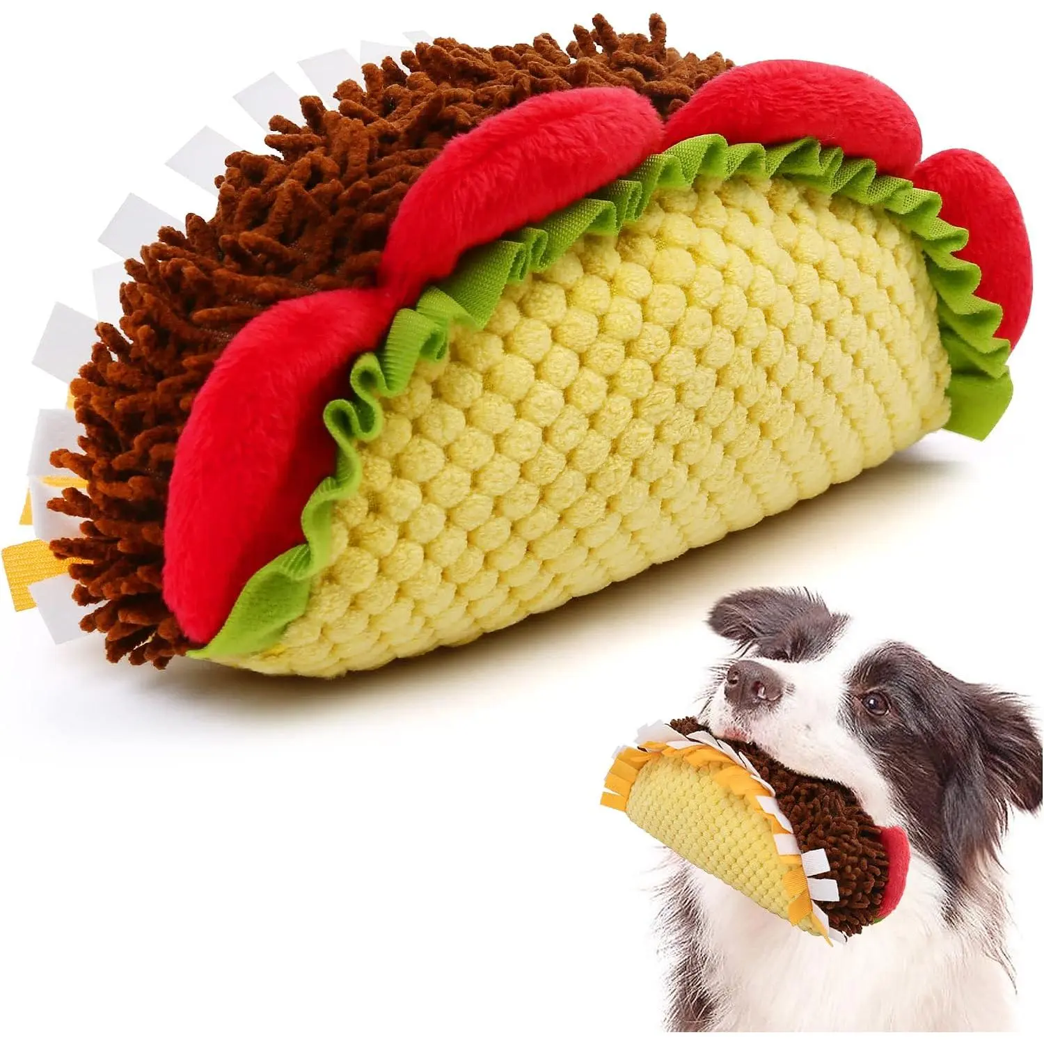 Plush Taco  ,  Squeaky Toys,  Shaped   for Small Medium Large Dogs, Stuffed Puppy  Toys