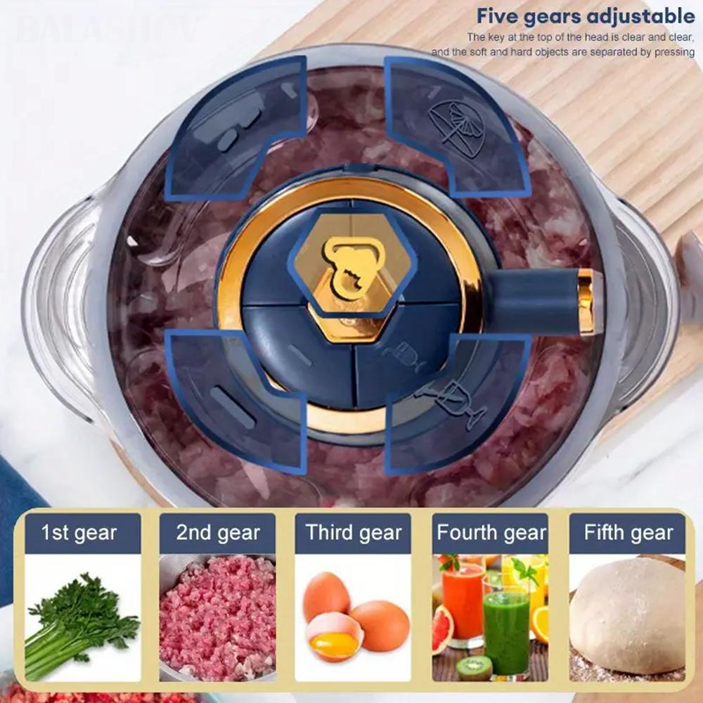 5L Electric Meat Grinding Tool, Stainless Steel Food Chopper, Household Kitchen Appliances for Vegetables, Onions, Garlic, Peppers, Salads, Fruits, Dough