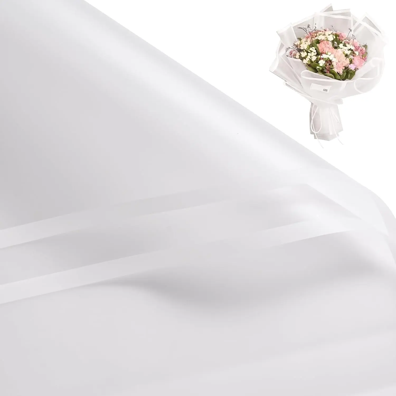 RUSPEPA 20 Sheets Plastic Waterproof Flower Wrapping Paper - Premium Soft Colors Gradient Frosted Florist Supplies with Gold Edge - Durable for Bouquet Wrap Gifts & Wrapping, DIY Arrangements, Florists, Durable Gifts & Wrapping