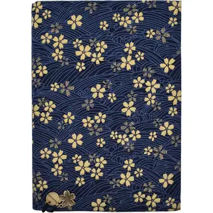A5 Adjustable Fabric Book Cover for Paperbacks, Book Jacket Cover Protector Fit for 5.5x8.3 inch Hardcover Softcover Books Novels Notebooks, Blue Cherry Blossoms 8.3in