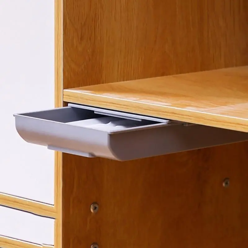 1pc Self Stick Pencil Tray Desk Table Storage Drawer Organizer Box Under Desk Stand Desk Organizers