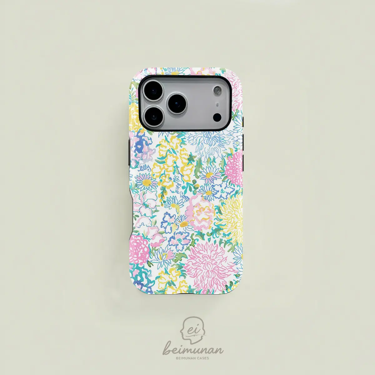 White watercolor-style hand-painted floral and daisy design phone case, sturdy and durable 2-in-1 protective case, MagSafe compatible, suitable for iPhone 17/16/15/14/13/12/11 Pro Max/Plus/Pro, simple and stylish phone case, perfect for holiday gifts.