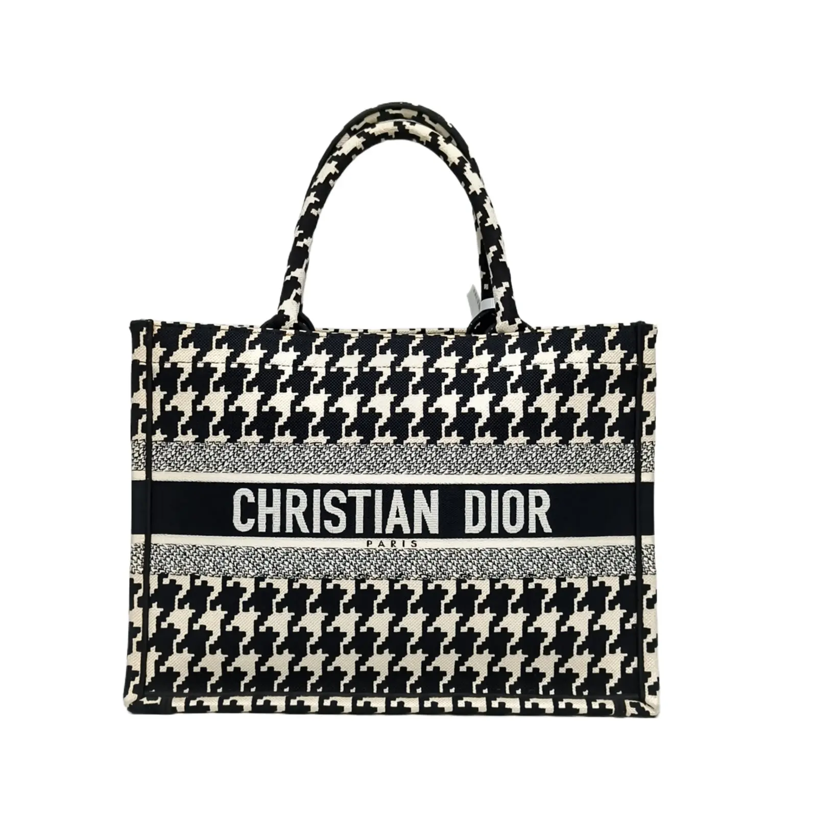 Pre-owned Dior Book Tote Medium 36 Houndstooth Canvas P236169627