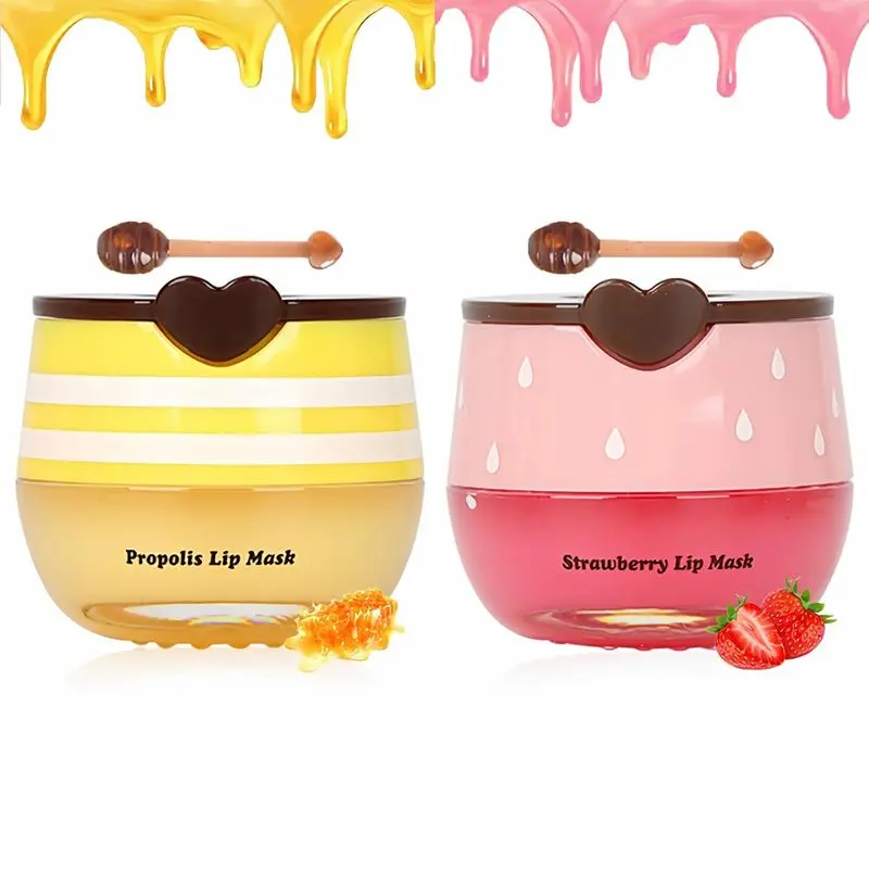 4 PCS Bee Lip Balm Lip Mask Honey Pot, Lip Gloss for Girls, Chapstick Bulk |   Strawberry & Honey Balm Lip Balm Bulk,Stuff for Teen Girls,Lip Mask Bulk Lip Repair for Dry Cracked Lips,Bulk Gifts for Women