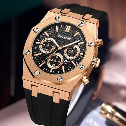 【Black Friday】Men's Sporty Quartz Analog Watch with Silicone Strap, Stylish Wristwatch for Any Occasion, Modern Fashionable & Casual Trendy Wristwatch for All Seasons