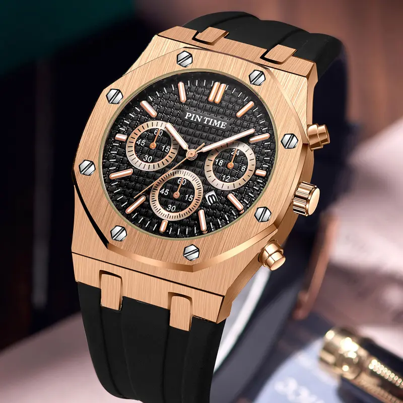 【Black Friday】Men's Sporty Quartz Analog Watch with Silicone Strap, Stylish Wristwatch for Any Occasion, Modern Fashionable & Casual Trendy Wristwatch for All Seasons