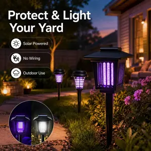 Solar Mosquito Zapper Light, Outdoor Garden Stake Lamp, UV Insect Killer, Solar Powered, Dual Mode (Mosquito Control + Pathway Lighting), Weather Resistant, Easy Setup, Small & Large Round + Square Options