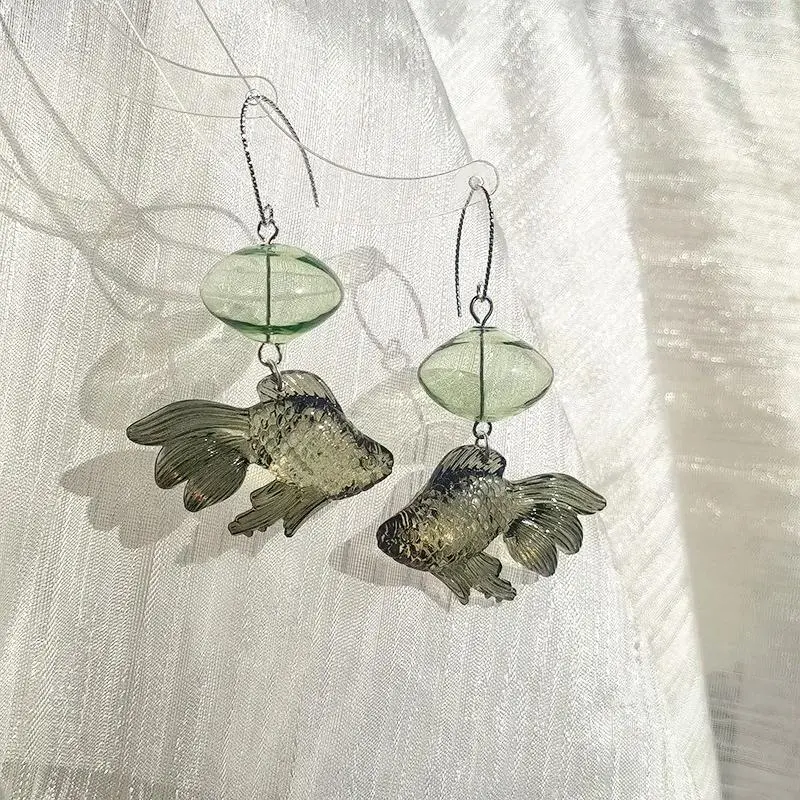Creative Goldfish Earring Unique Transparent Goldfish Pendant Earring Cute Koi Fish Drop Earrings Personalized Jewelry Wholesale
