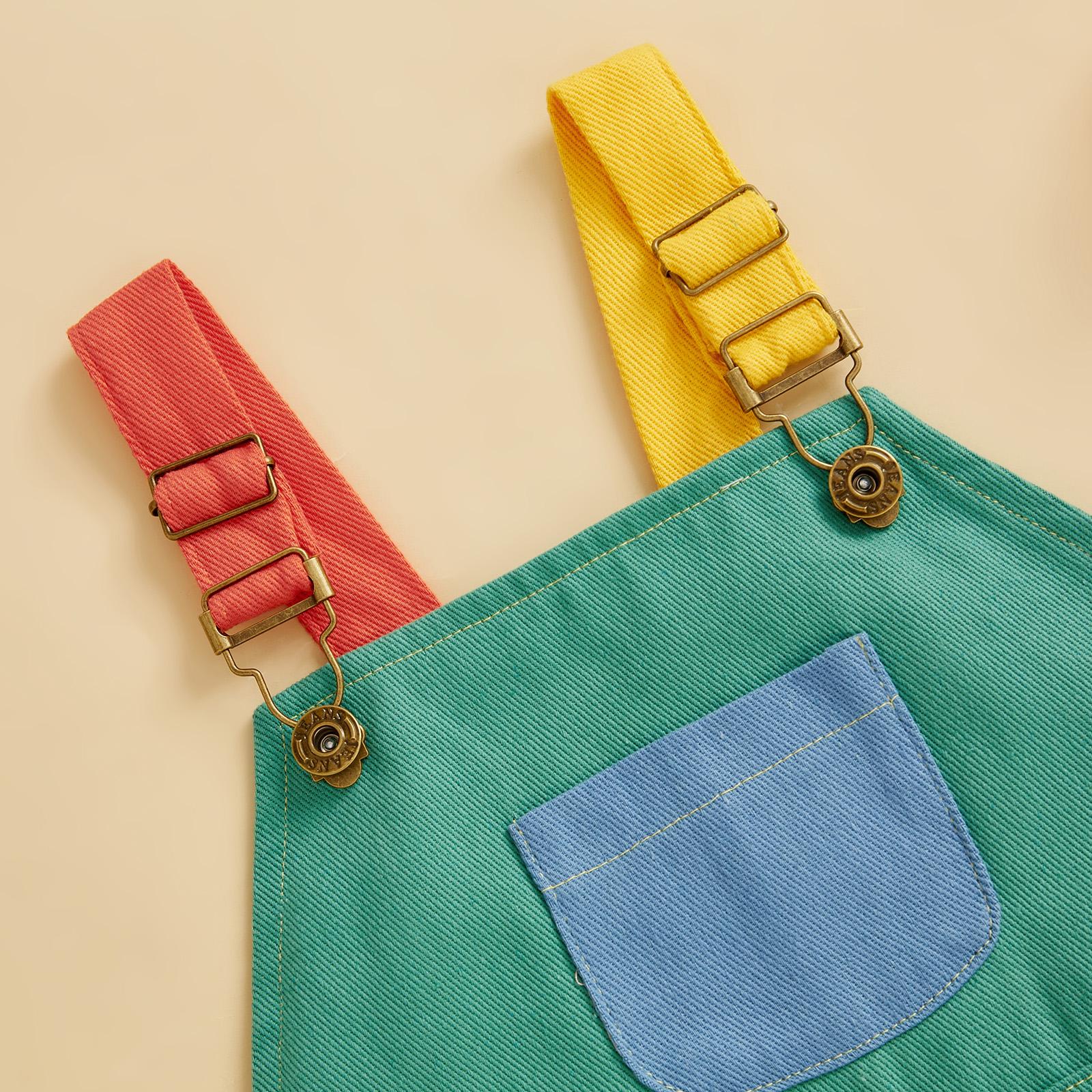 Imcute 90's Style Toddler Overalls Shorts Babby Boy Girl Suspender Romper Contrast Color Sleeveless Jumpsuit with Adjustble Shoulder Strap Shorts 6M-4Y