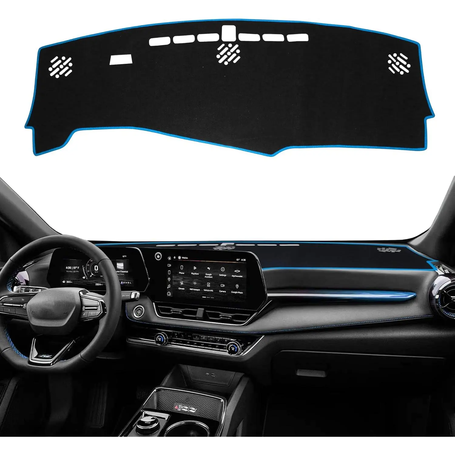 Cover for 2025 2026 Chevy Equinox Accessories Dashboard Cover Mat Non Slip Pad Center Console Carpet Protector Sunshield Custom Fit  Equinox(Not for EV), Blue Trim