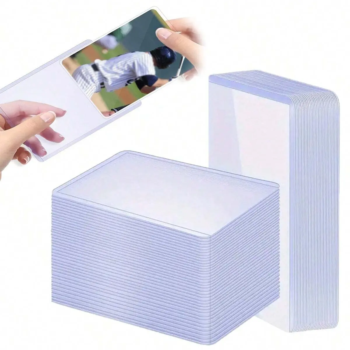 25pcs Hard Plastic Trading Card Sleeves, Baseball Card Protectors, Transparent Card Cases, Small Card Holders, Photo Card Clips, Photo Card Protection Boxes