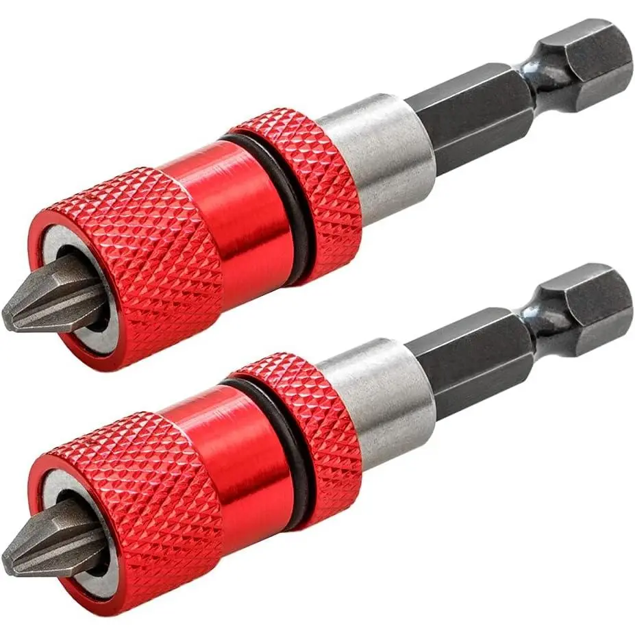 2pcs Magnetic Steel Screwdriver Bit Holder, 1/4 Inch Hex Power Tool Accessory, Adjustable Screw Depth Drywall Screwdriver Attachment