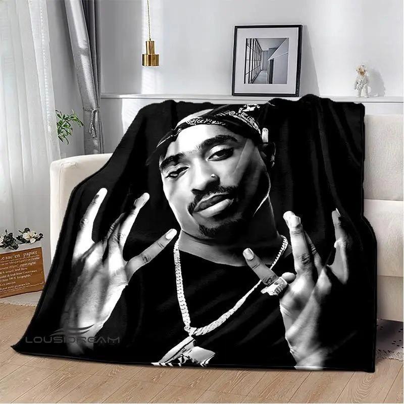 2PAC Hip-Hop Singer Printed Blanket Soft Cozy Leisure Warm Bed Blanket for Couch & Bedroom, Flannel & Fleece rapper Throw Blankets, Cool, Iconic, Trendy, Ideal Gift for Hip-Hop Fans & Music Lovers, Birthday, Holiday