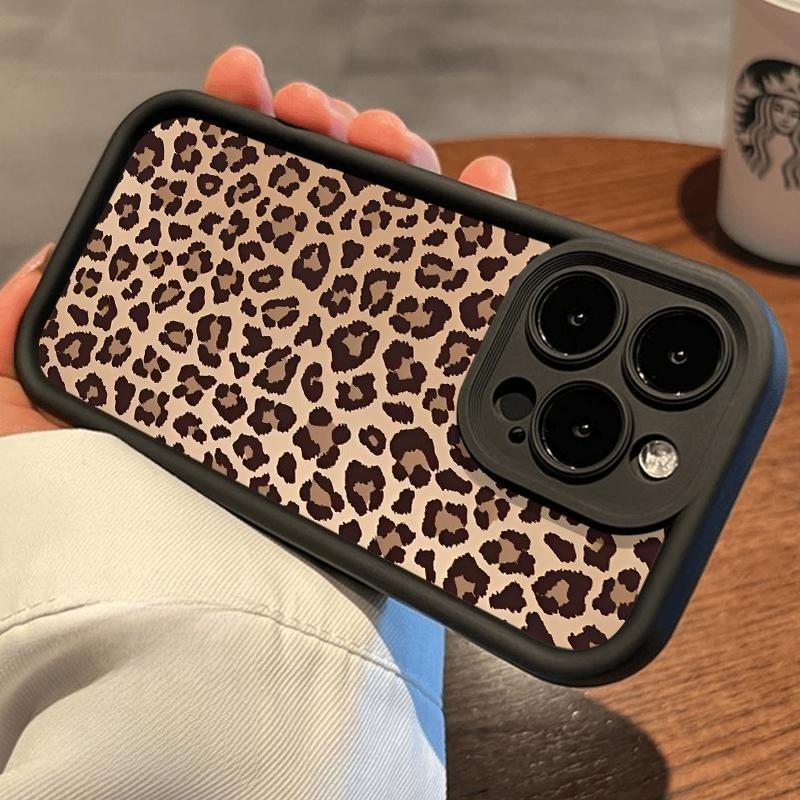 Leopard Print Case for IPhone 17 Pro Max 16 Plus 15 14 13 12 11 Air E Shockproof Non Slip Military-Grade Protection Silicone Cover