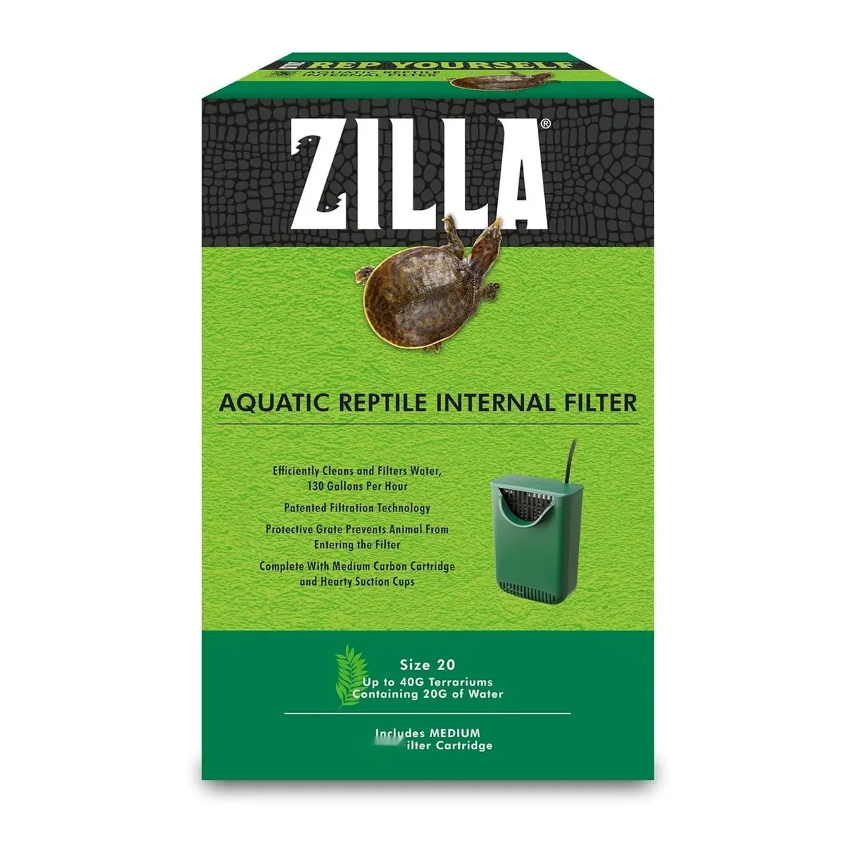 Internal Water Filter for Reptile Aquatic Pet, Up to 20 Gallons
